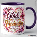 Freundin Tasse mit Spruch in Violett – Glück ist eine Freundin wie dich zu haben