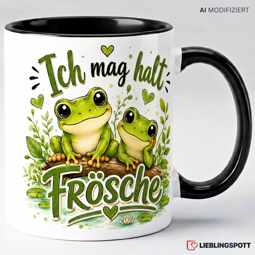 Frösche Tasse Schwarz – Ich mag halt Frösche