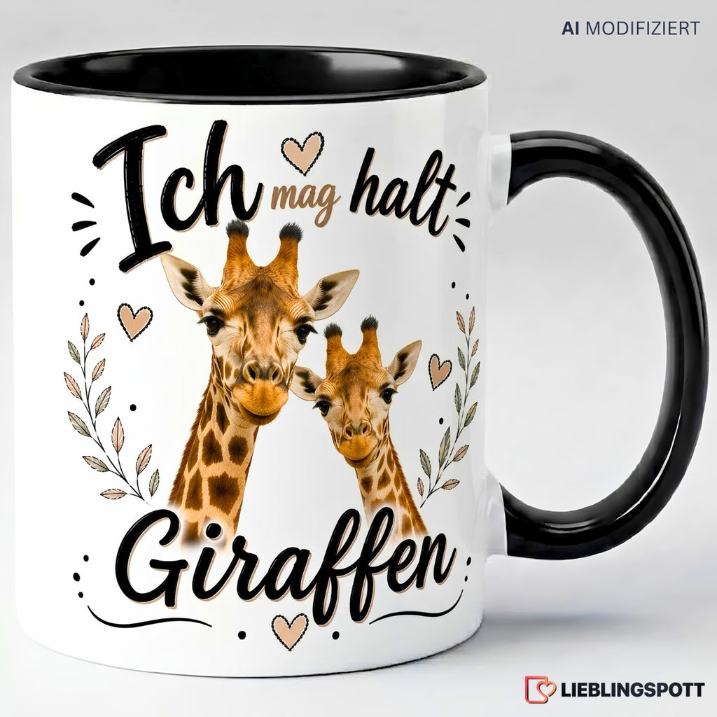 Giraffen Tasse Ich mag halt Giraffen – Schwarz