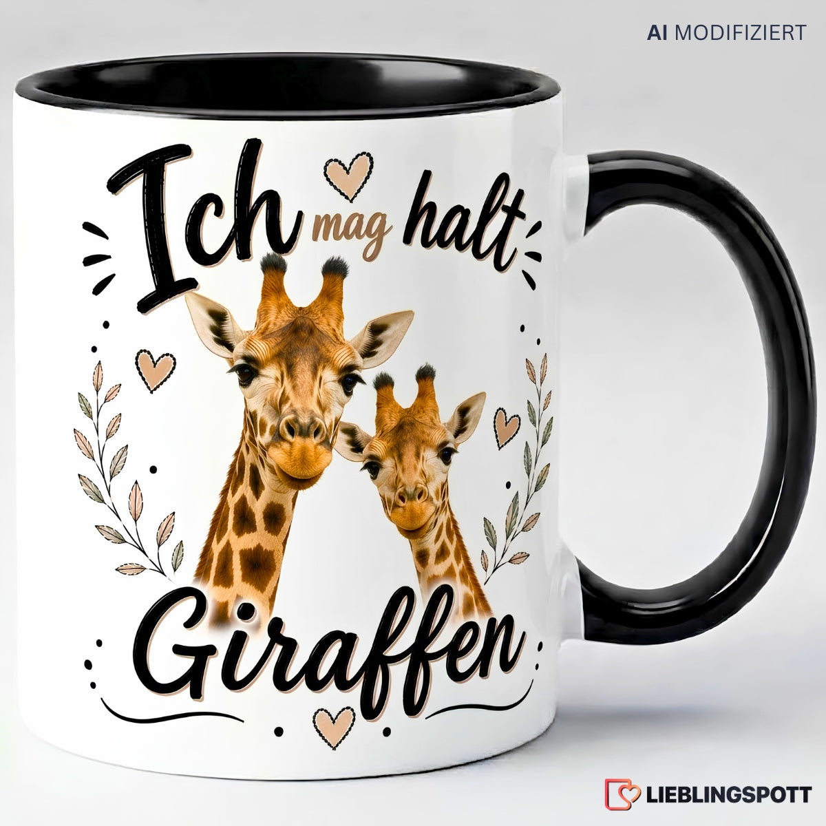 Giraffen Tasse Ich mag halt Giraffen – Schwarz