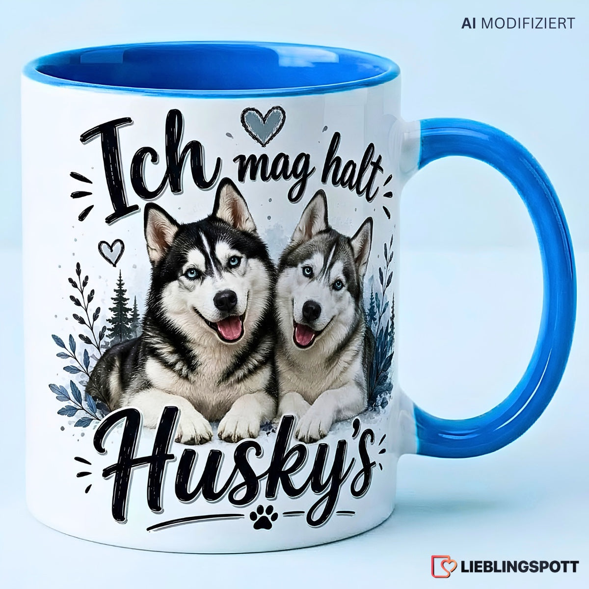 Husky Tasse Ich mag halt Huskys – Blau