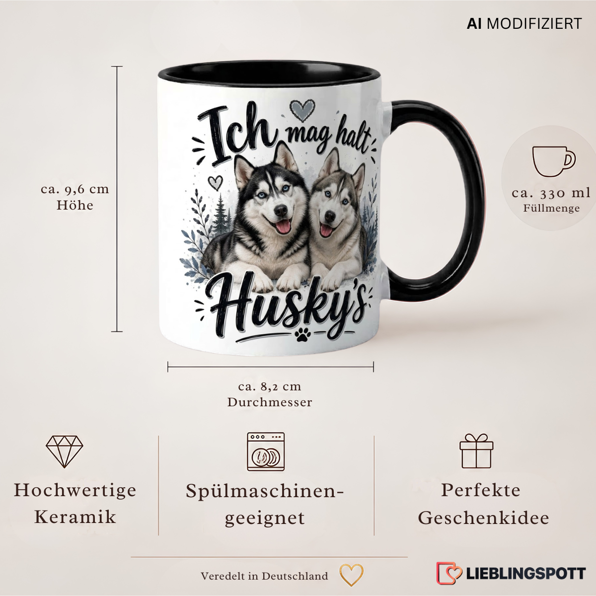 Husky Tasse 330 ml – Maße und Produkteigenschaften