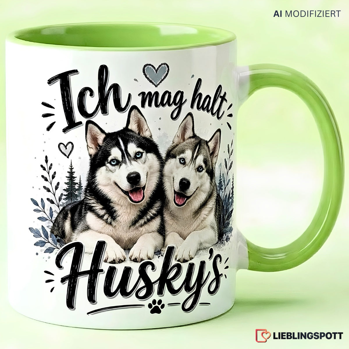 Husky Tasse Ich mag halt Huskys – Grün