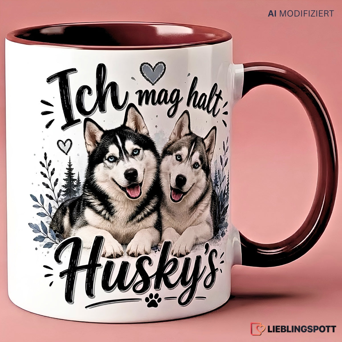 Husky Tasse Ich mag halt Huskys – Maroon