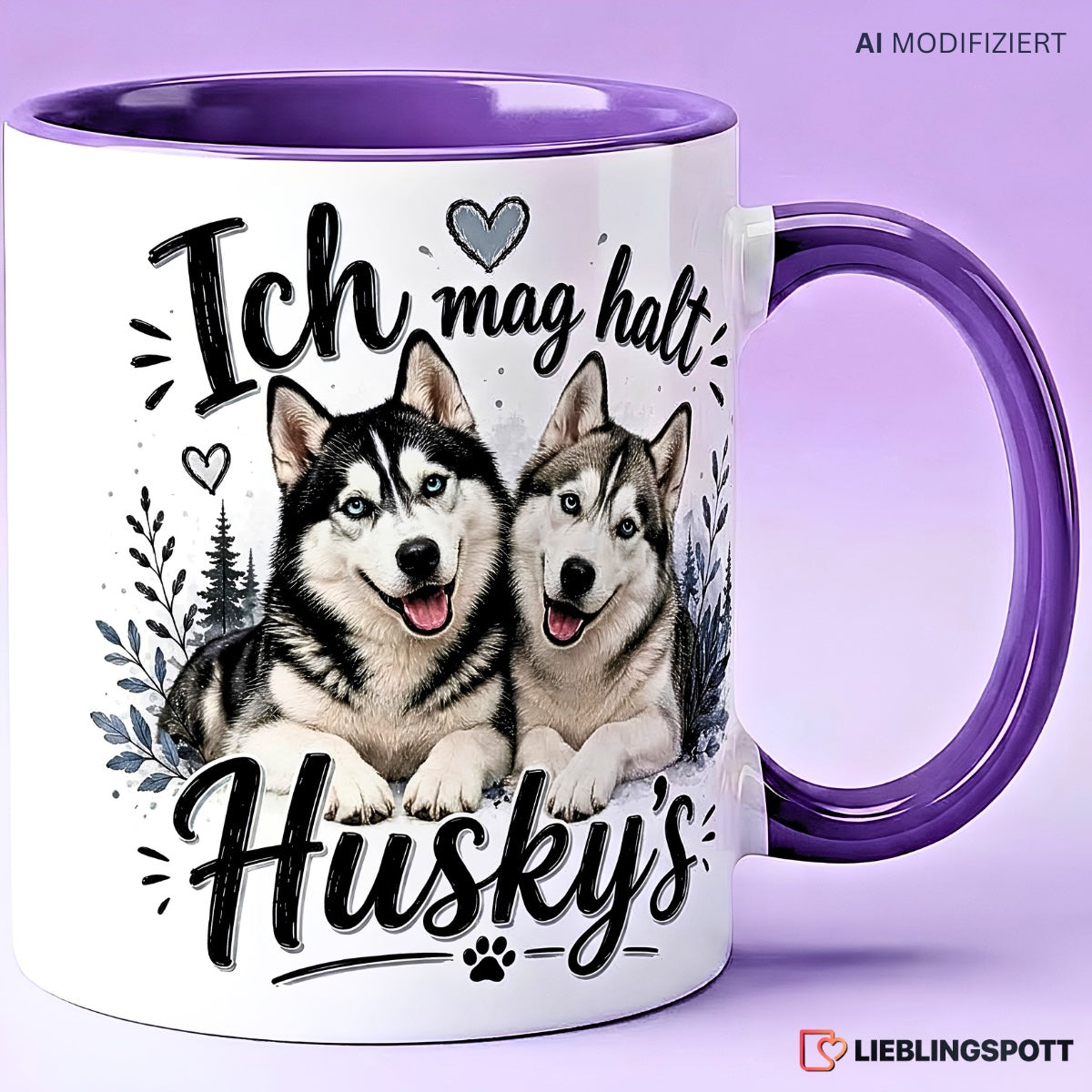 Husky Tasse Ich mag halt Huskys – Violett