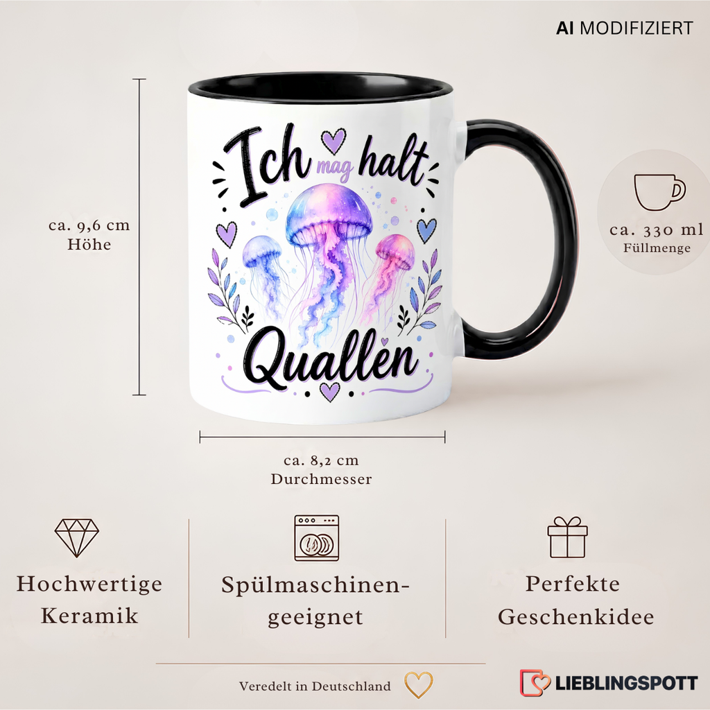 Ich mag halt Quallen Tasse Maße 330 ml und Produkteigenschaften