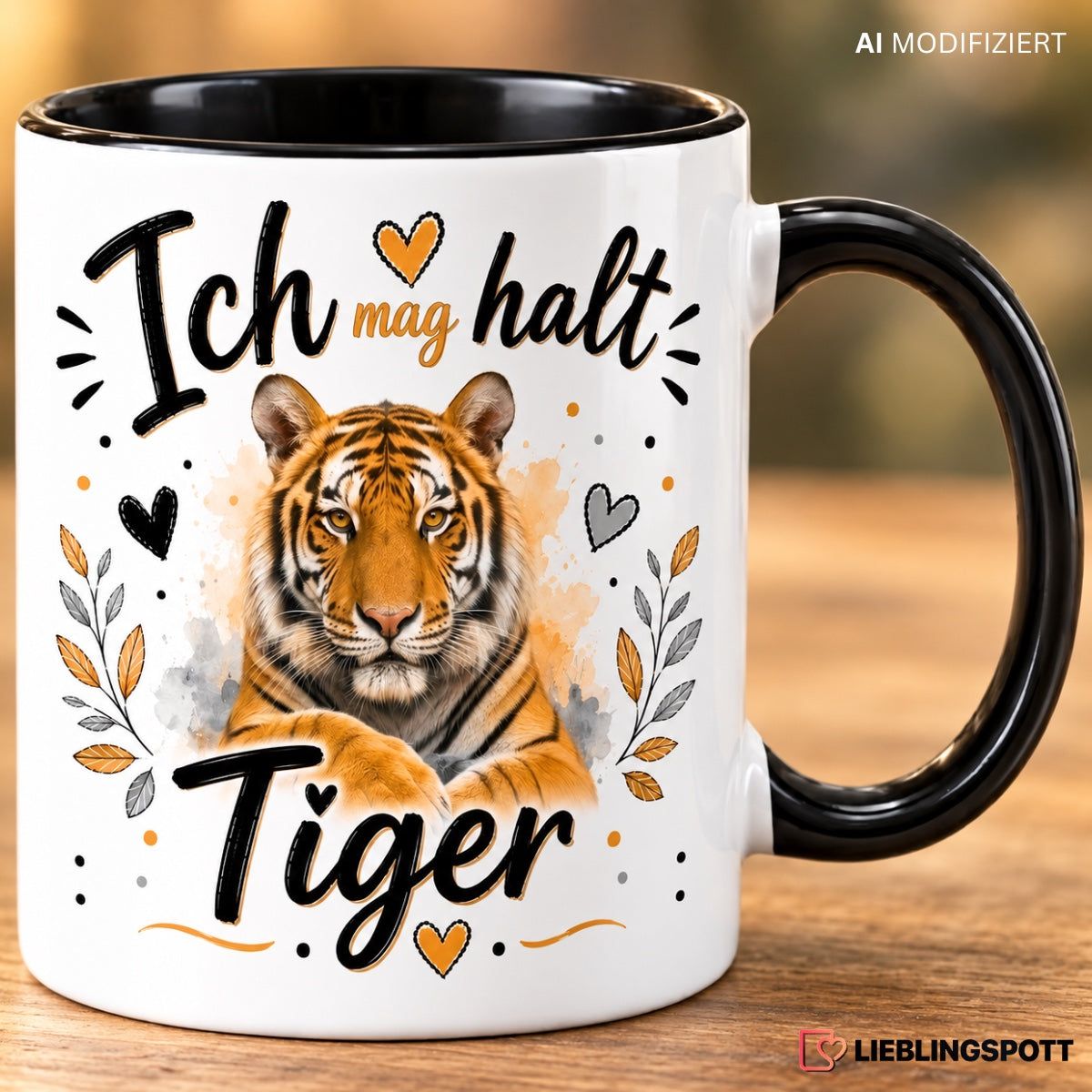 Tiger Tasse Ich mag halt Tiger Lifestyle Aufnahme