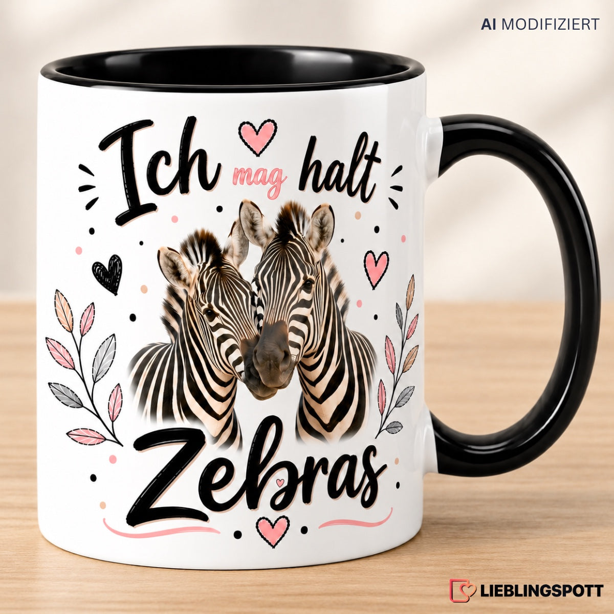 Ich mag halt Zebras Keramiktasse Lifestyle Produktbild