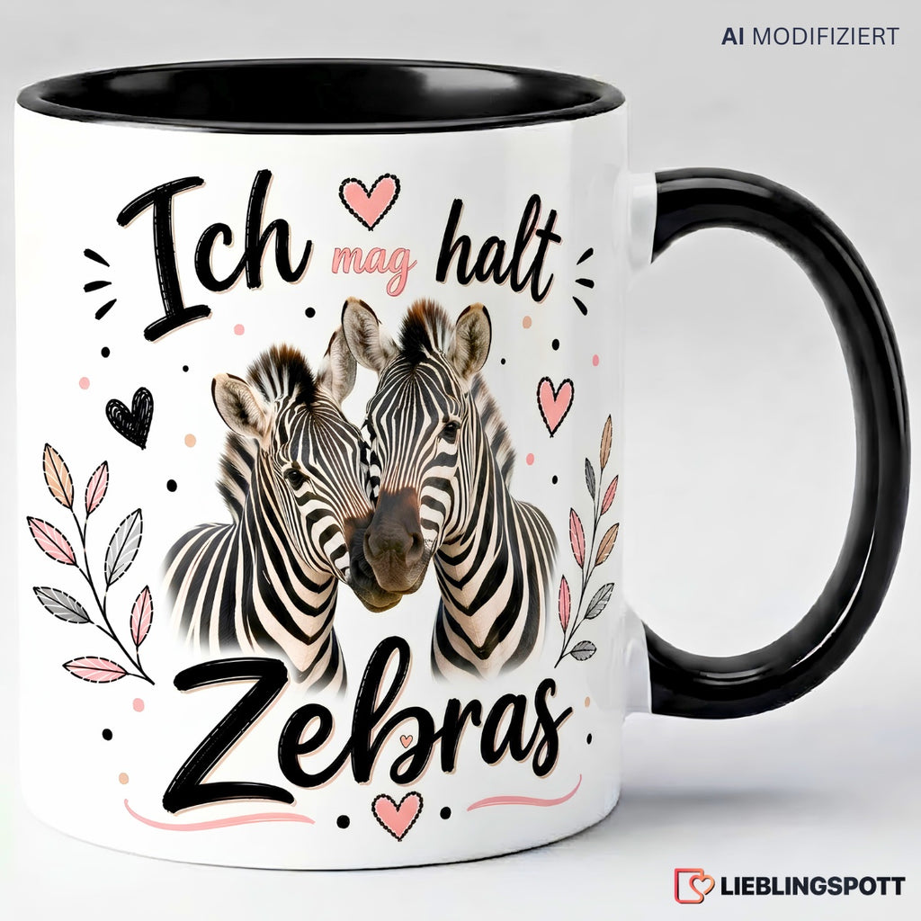 Ich mag halt Zebras Keramiktasse 330 ml Schwarz