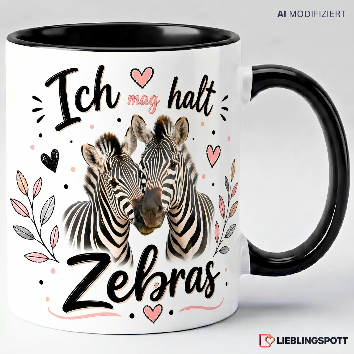 Ich mag halt Zebras Keramiktasse 330 ml Schwarz