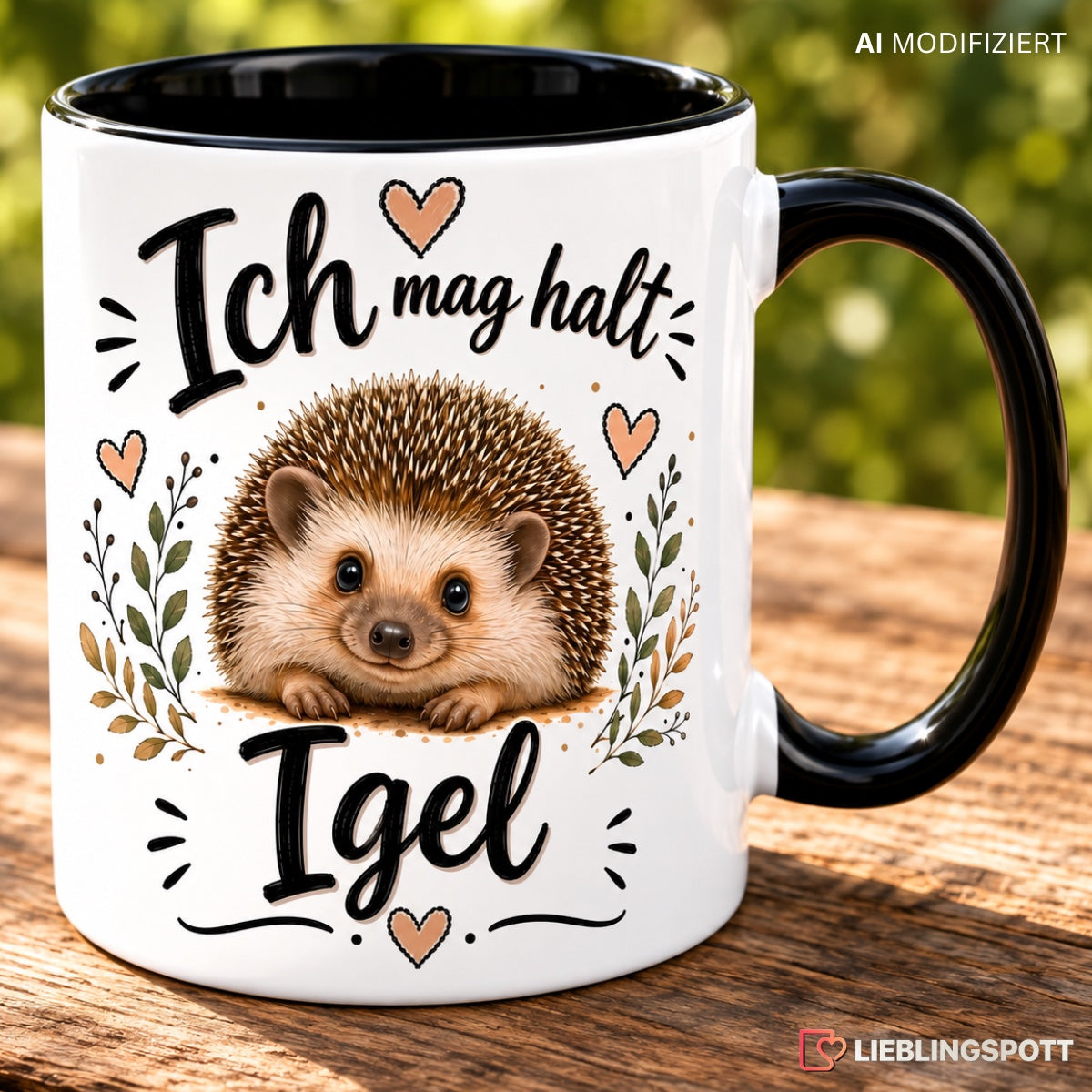 Igel Tasse Lifestyle auf Holztisch