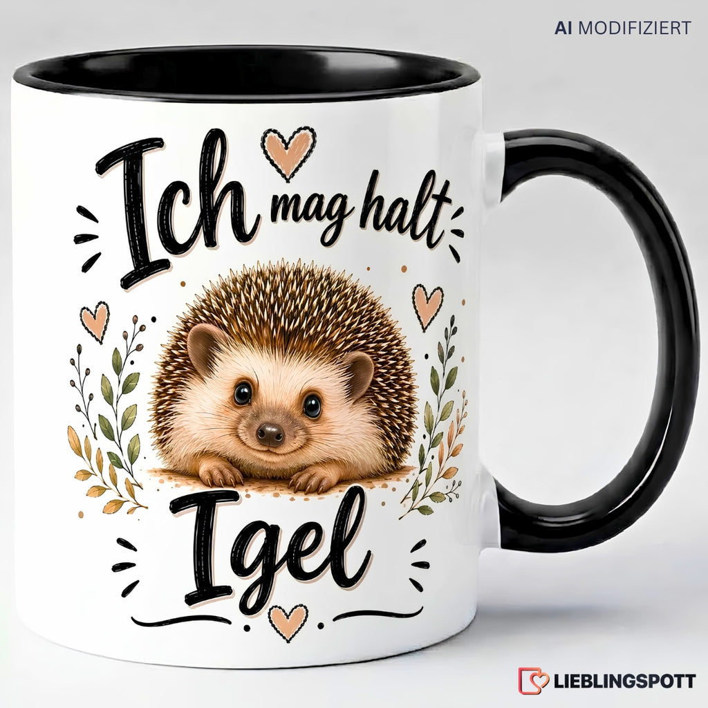 Igel Tasse Ich mag halt Igel in Schwarz