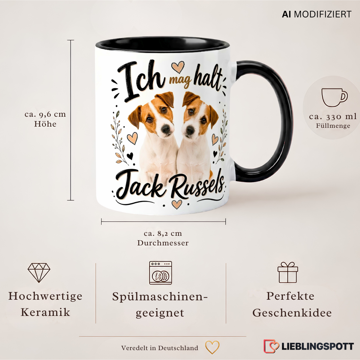 Jack Russell Tasse – Maße, 330 ml und Produkteigenschaften