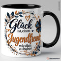 Keramiktasse Jugendfreund Glück Spruch schwarz