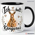 Schwarze Keramiktasse mit Känguru-Motiv Ich mag halt Kängurus