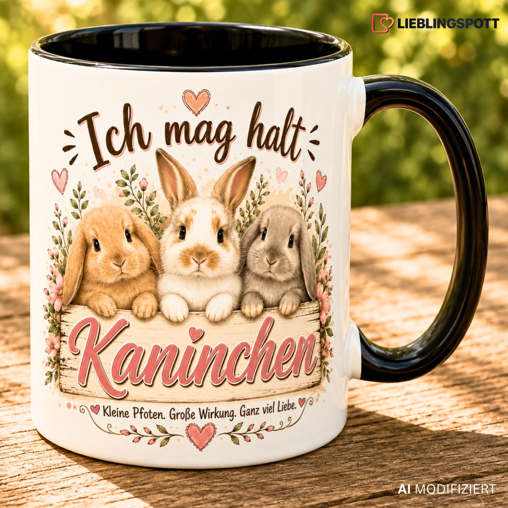 Kaninchen Tasse mit Tiermotiv im natürlichen Umfeld