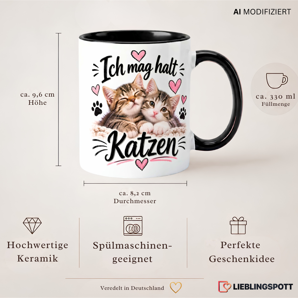 Katzen Tasse Produktdetails 330 ml Keramik