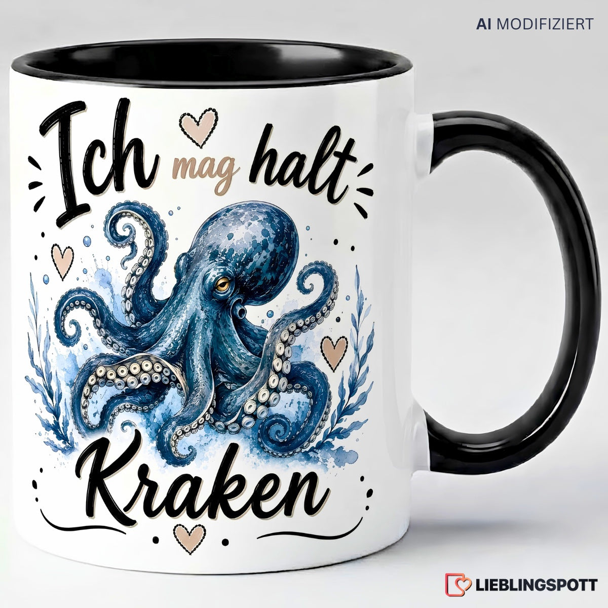 Kraken Tasse Ich mag halt Kraken – Schwarz
