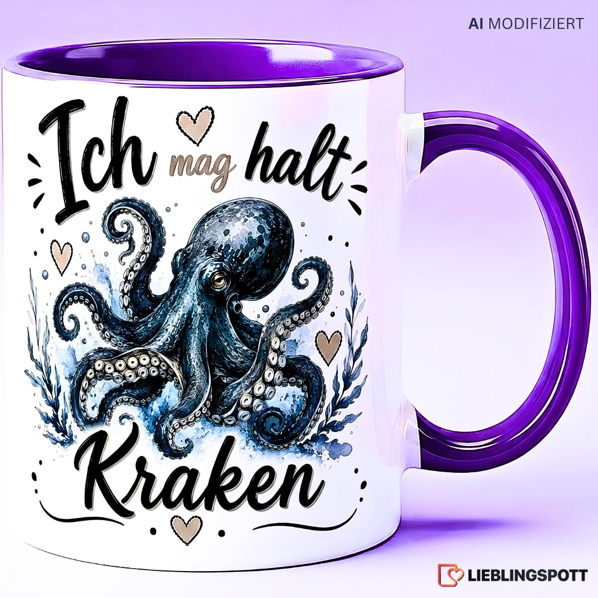 Kraken Tasse Ich mag halt Kraken – Violett