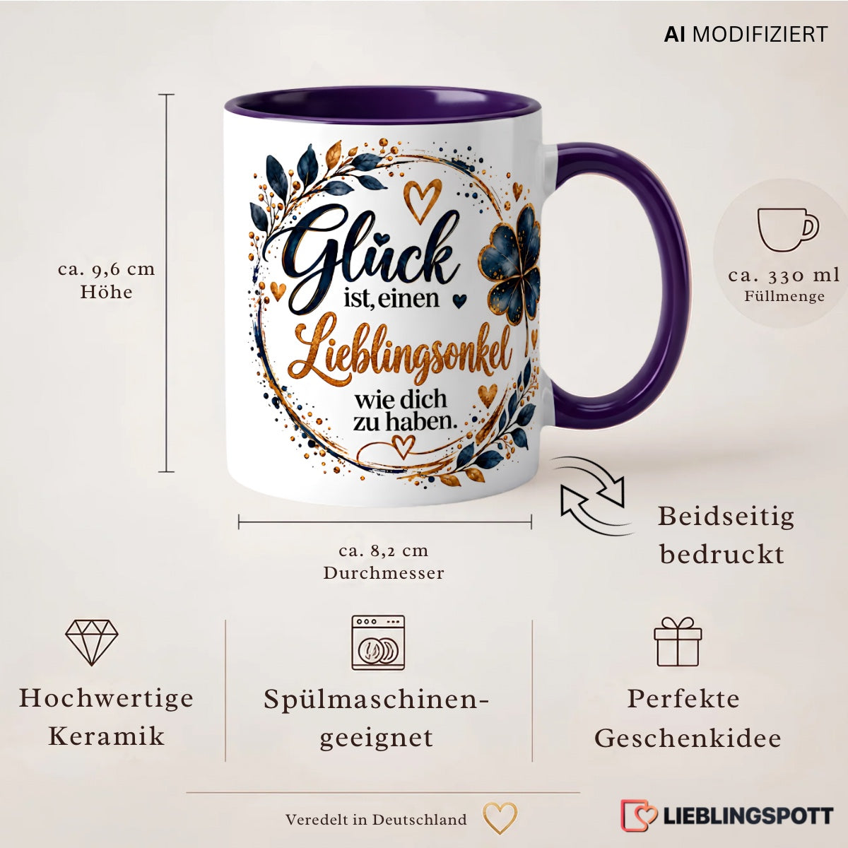 Lieblingsonkel Keramiktasse 330 ml – Maße und Produktvorteile