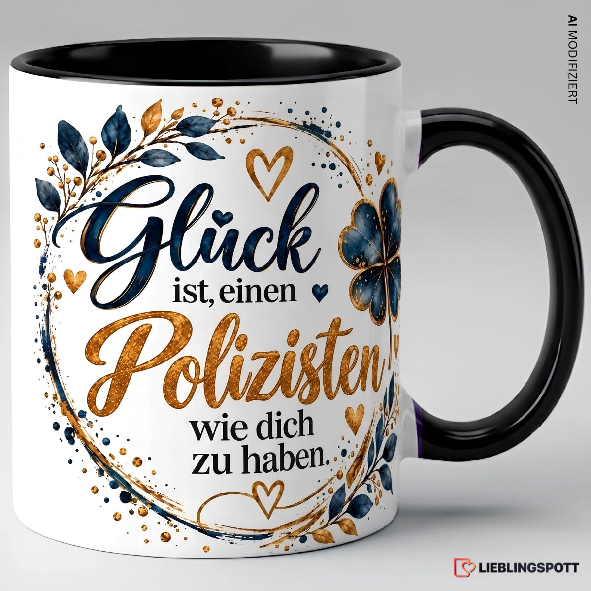 Polizisten Tasse mit Spruch – Schwarz