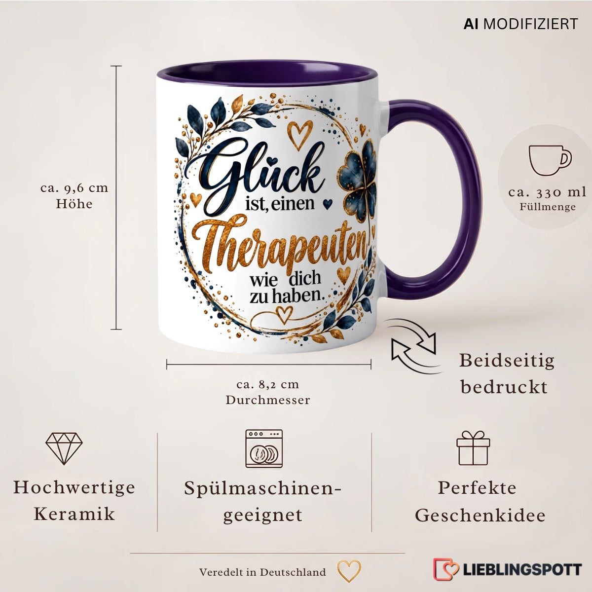 Therapeuten Keramiktasse 330 ml – Maße und Eigenschaften