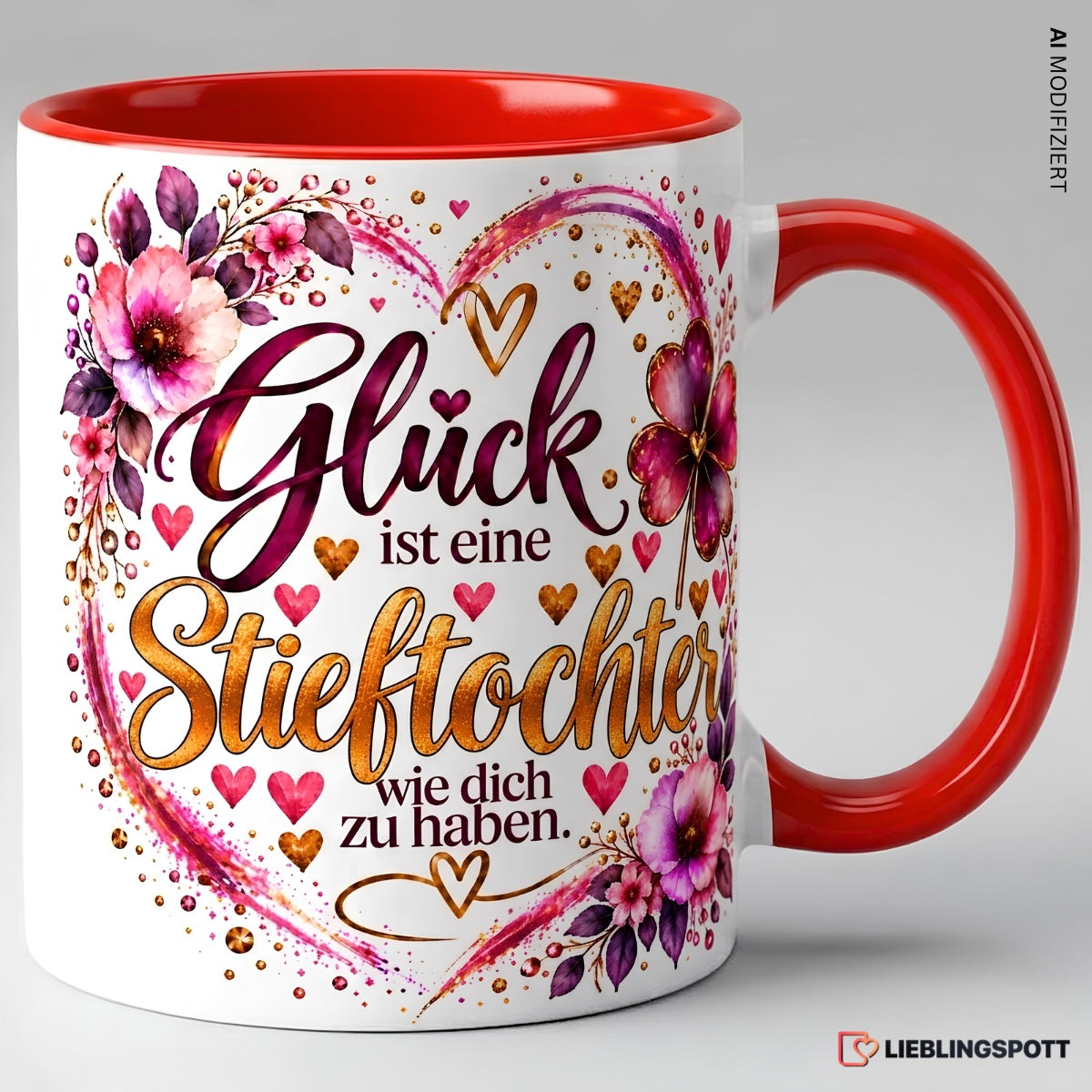 Stieftochter Tasse in Rot – Glück ist eine Stieftochter wie dich zu haben