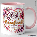 Herzensfreundin Tasse in Rosa – Glück ist eine Herzensfreundin wie dich zu haben