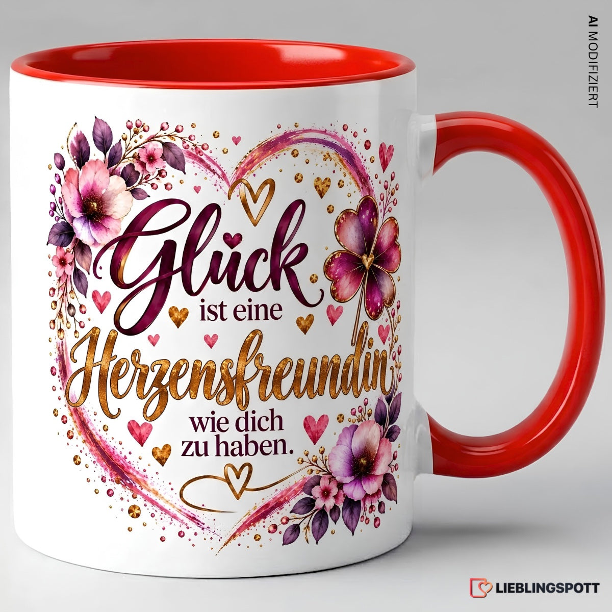 Herzensfreundin Tasse in Rot – Glück ist eine Herzensfreundin wie dich zu haben