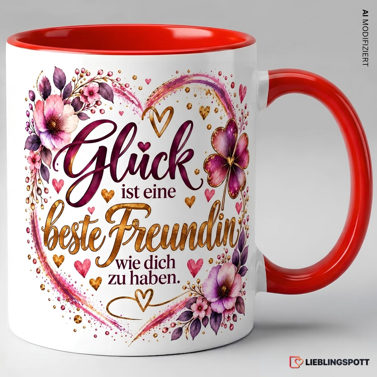 Beste Freundin Tasse in Rot – Glück ist eine beste Freundin wie dich zu haben