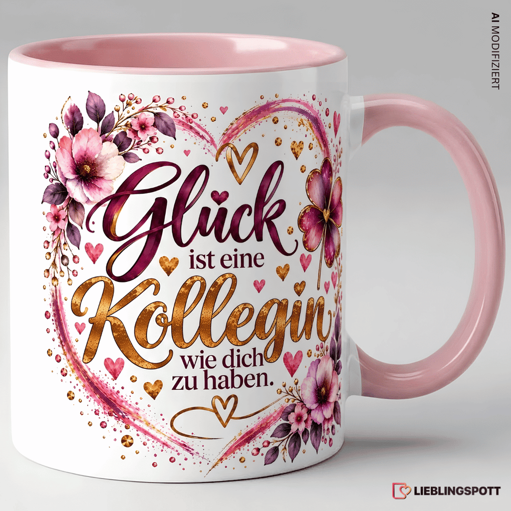 Kollegin Tasse in Rosa – Glück ist eine Kollegin wie dich zu haben