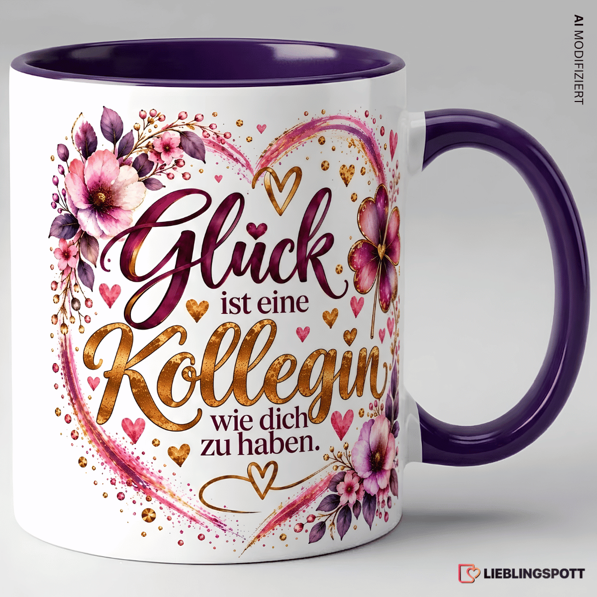 Kollegin Tasse in Violett – Glück ist eine Kollegin wie dich zu haben