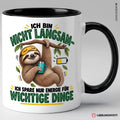 Faultier Tasse Schwarz – Ich bin nicht langsam