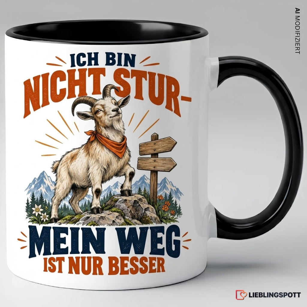 Ziegen Tasse mit Spruch – Schwarz