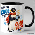 Pinguin Tasse mit Spruch, schwarze Variante