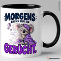 Koala Spruchtasse Morgens bin ich nur ein Gerücht Schwarz – Keramik 330 ml