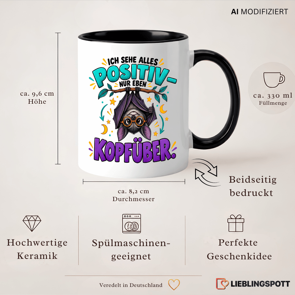 Fledermaus Tasse Produktdetails 330 ml beidseitig bedruckt