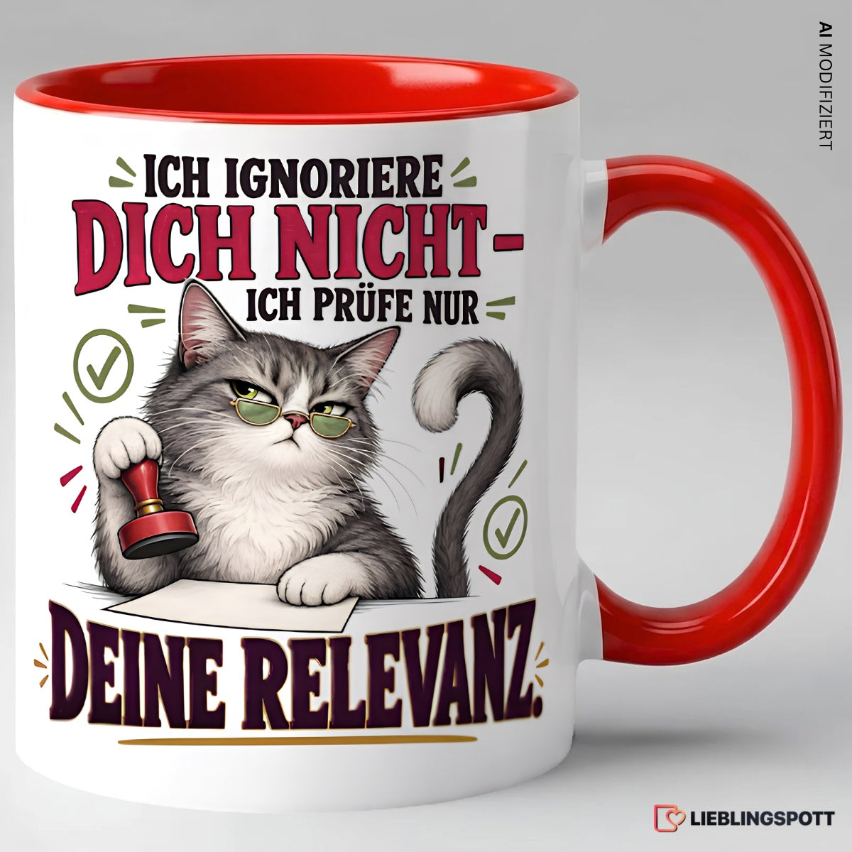 Katzen Tasse Ich ignoriere dich nicht Rot