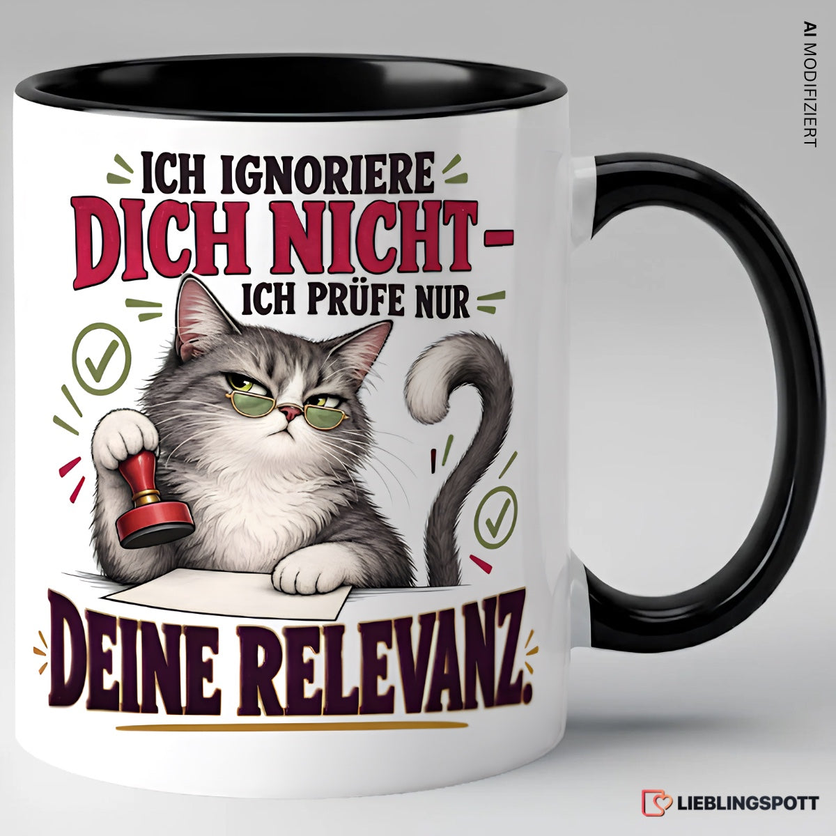 Katzen Tasse Ich ignoriere dich nicht Schwarz