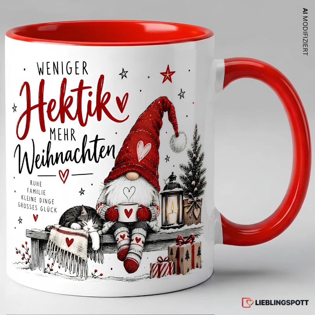 Weihnachtstasse Weniger Hektik mehr Weihnachten – Rot