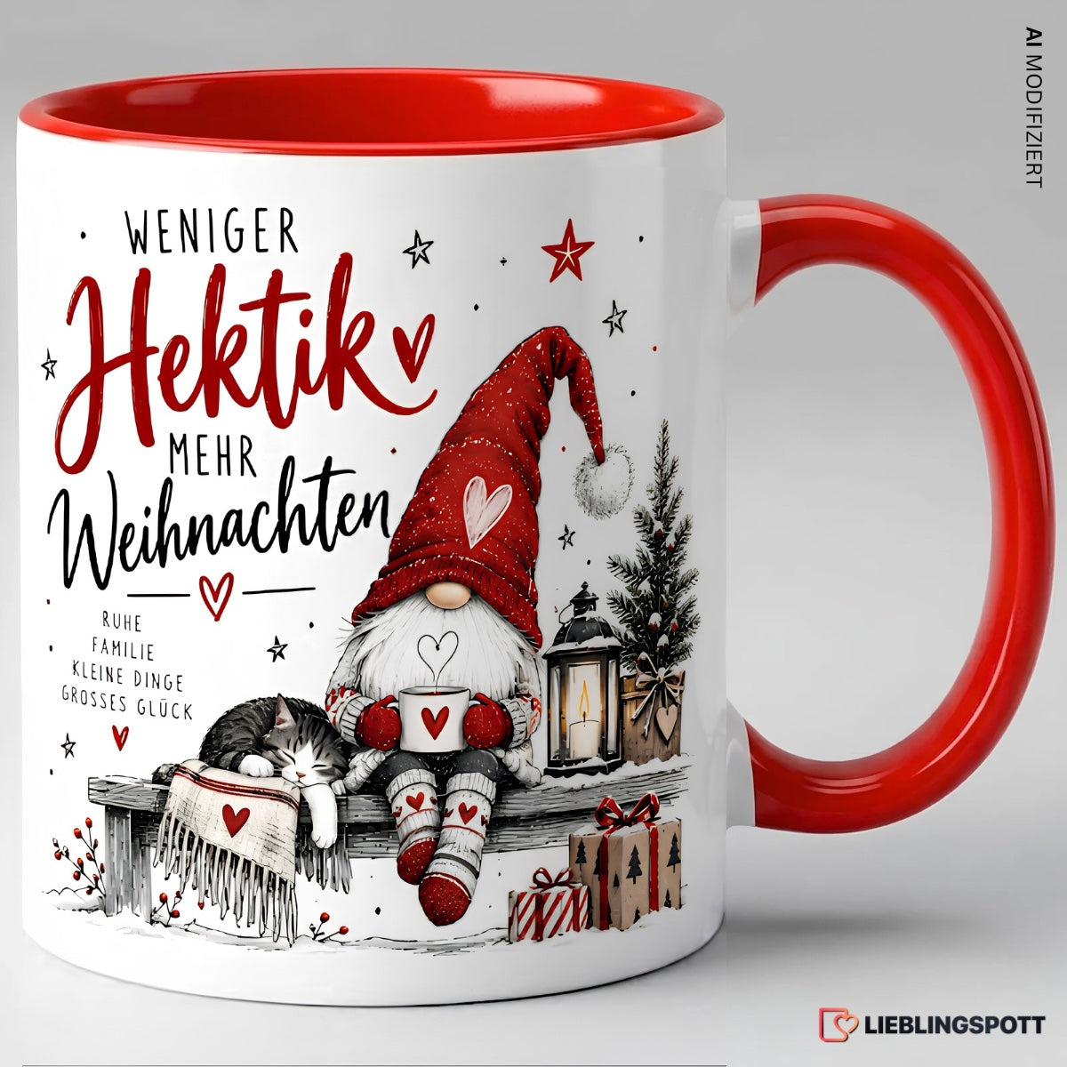Weihnachtstasse Weniger Hektik mehr Weihnachten – Rot