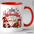 Weihnachtstasse Frohe Weihnachten Rot mit Wichtelmotiv