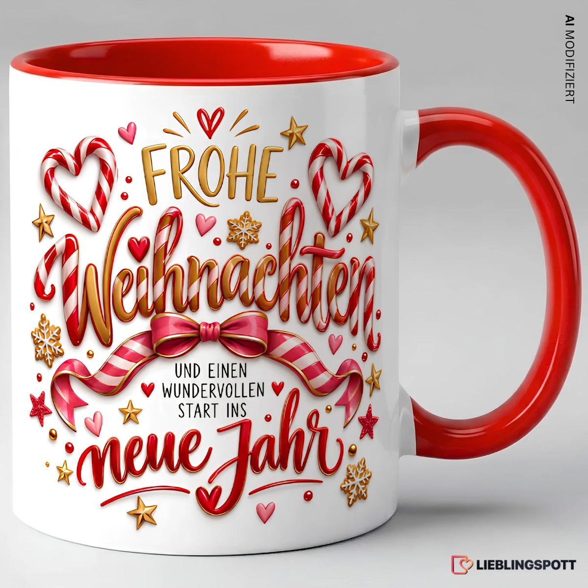 Weihnachtstasse Frohe Weihnachten und wundervoller Start ins neue Jahr Rot