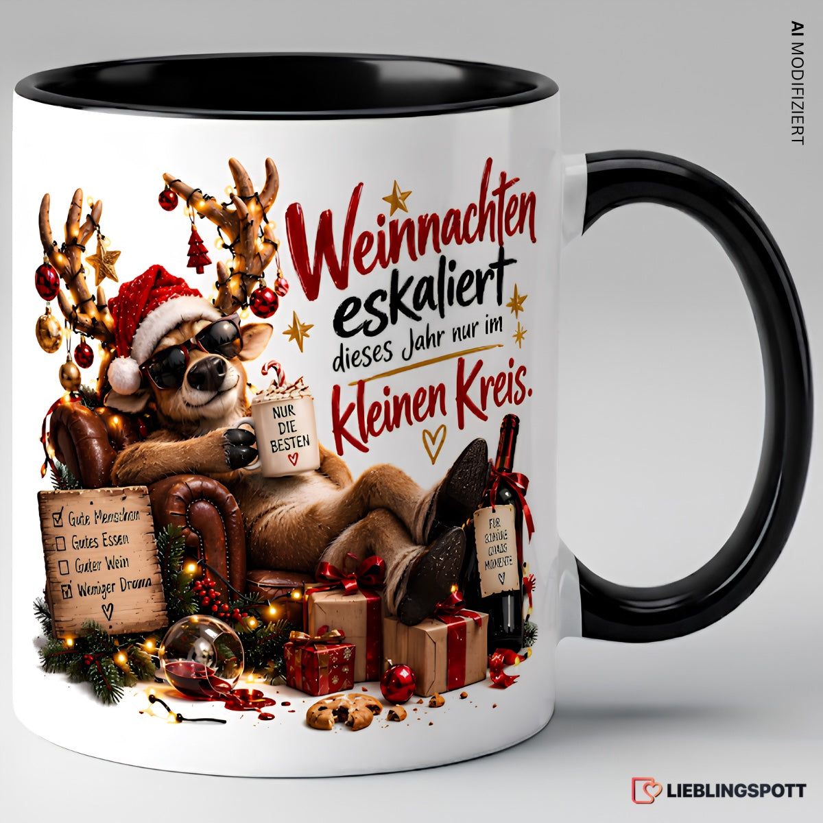 Weihnachtstasse Weihnachten eskaliert kleiner Kreis Schwarz