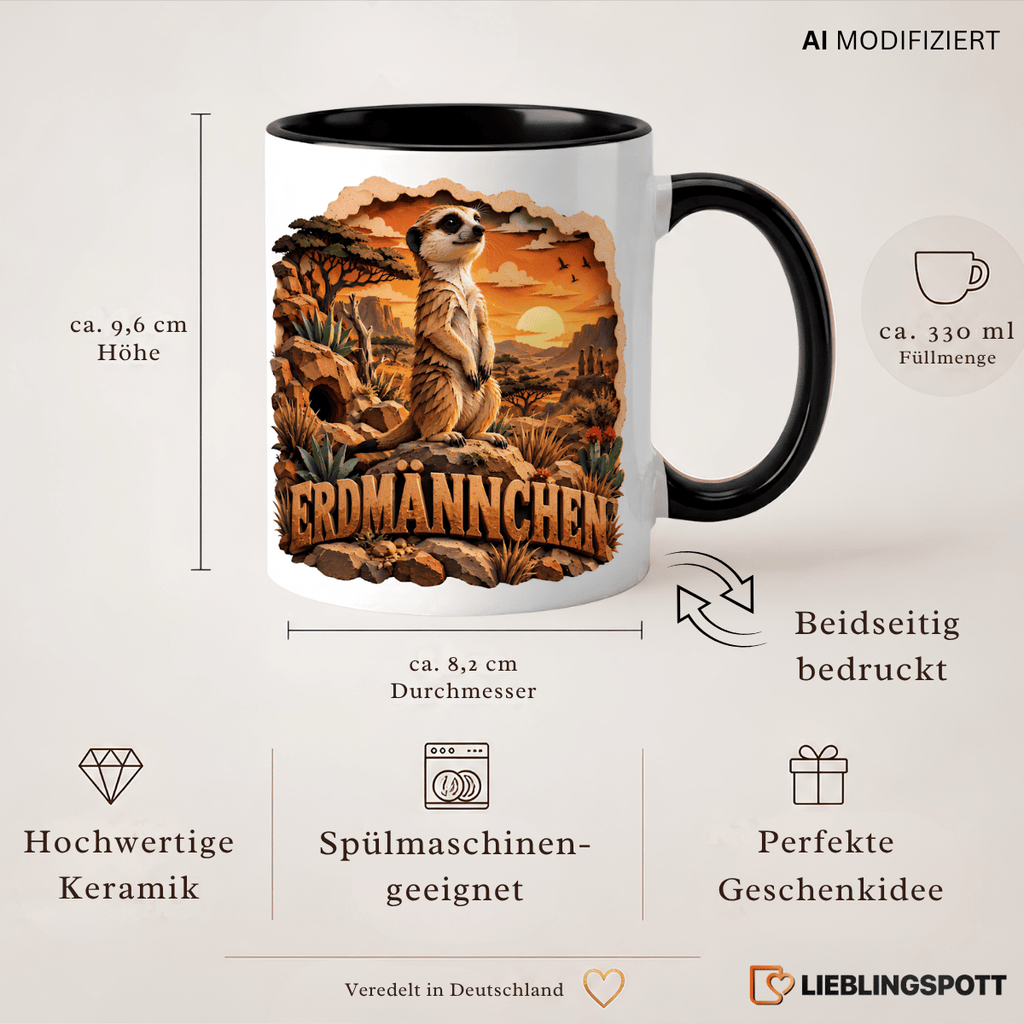 Erdmännchen Tasse Produktinformationen 330 ml Maße und Eigenschaften