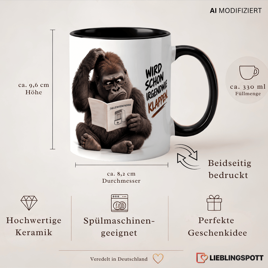 Affen Tasse Produktinformationen 330 ml Maße und Eigenschaften