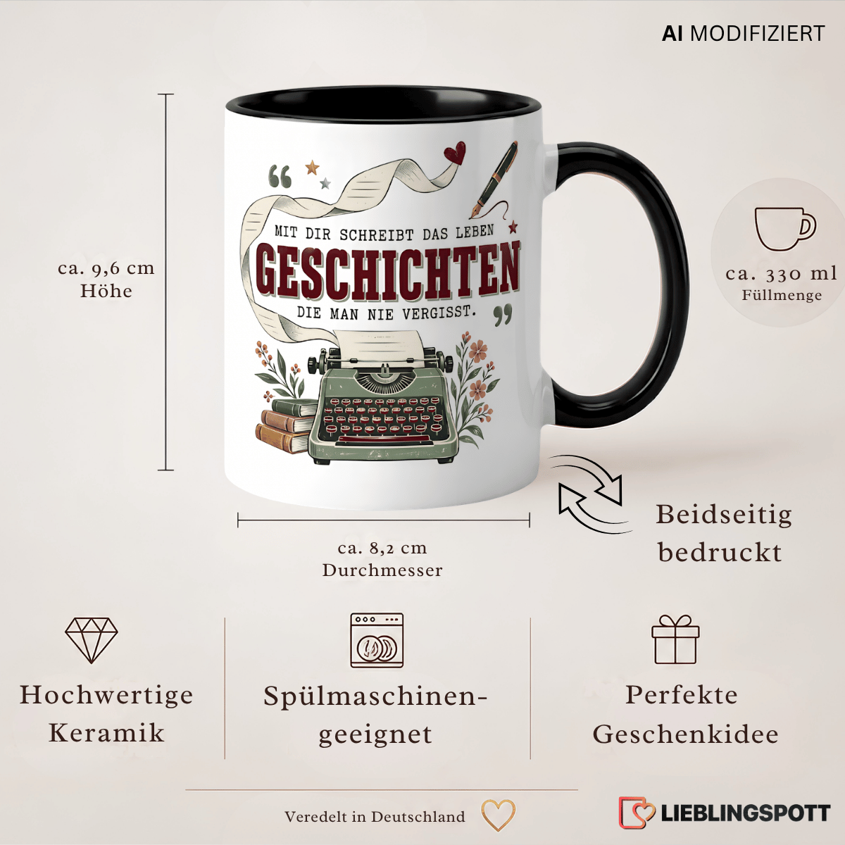 Geschichten Tasse – Maße, Füllmenge und Produkteigenschaften