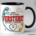 Danke Tasse „Danke, dass du mich verstehst, auch wenn ich nichts sage“ – Schwarz