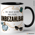 Tasse „Du bist echt selten. Unbezahlbar“ – Schwarz