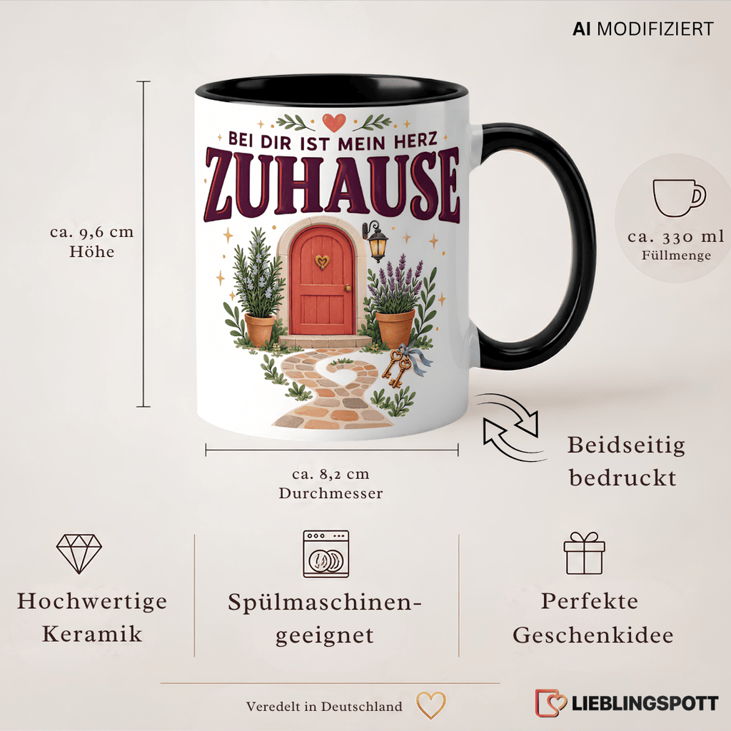 Produktinformationen Keramiktasse 330 ml, Maße, beidseitig bedruckt